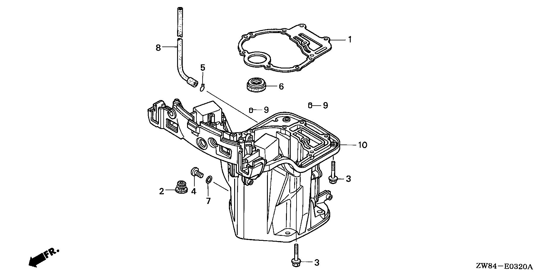 BF8 BF8D2 oil case exploded parts diagram with numbered part references