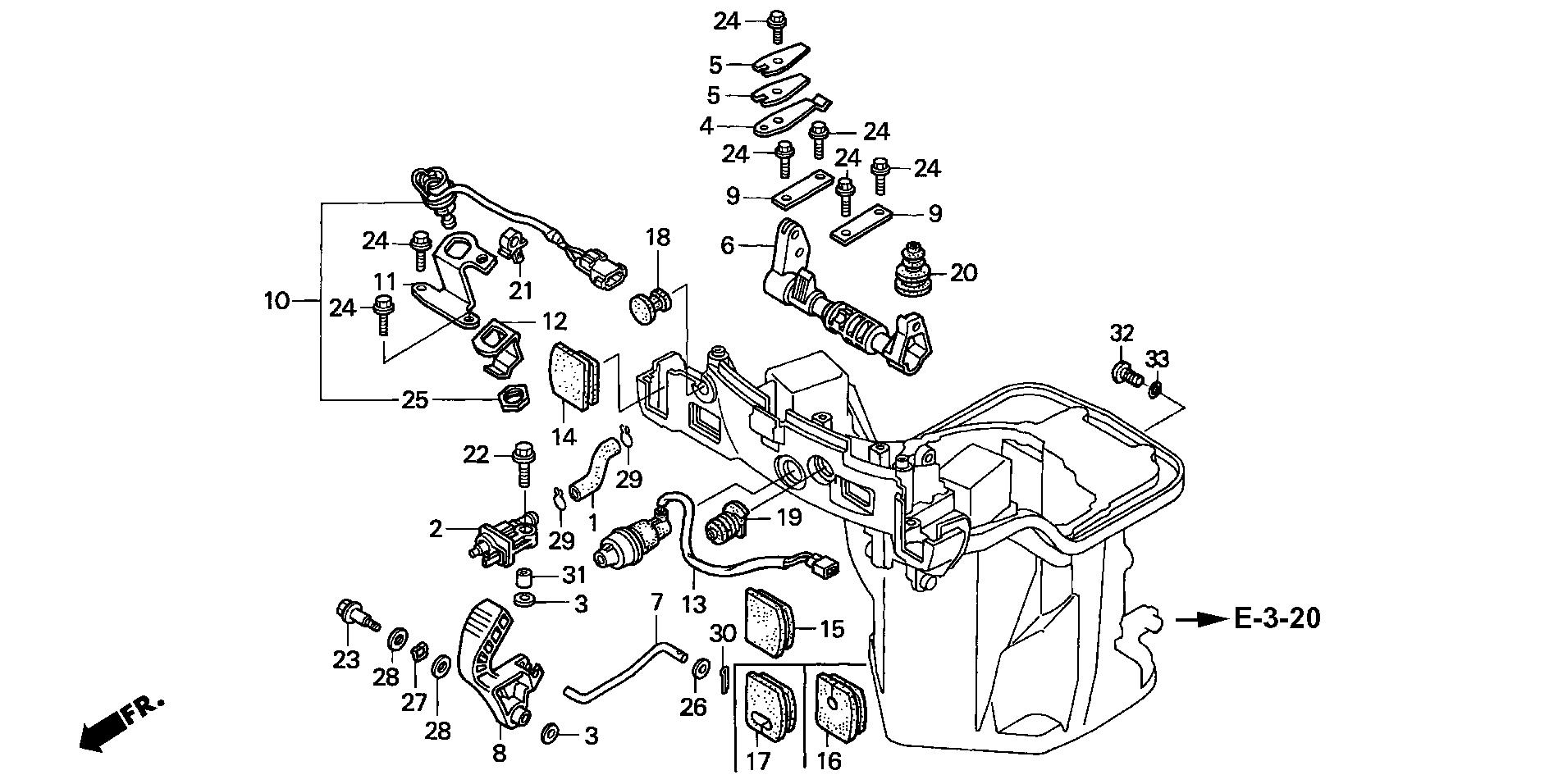 BF8 BF8D2 shift shaft (handle      specification) exploded parts diagram with numbered part references