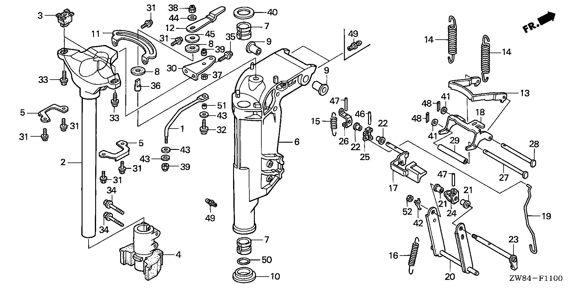 BF8 BF8D2 swivel case exploded parts diagram with numbered part references