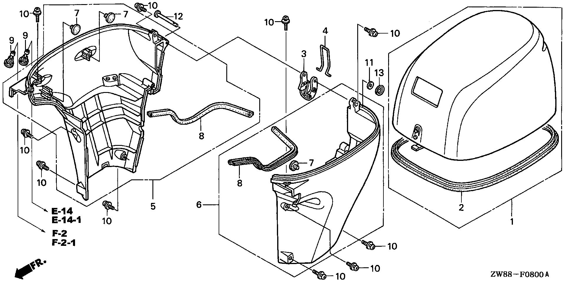 BFP8 BFP8D3 engine cover exploded parts diagram with numbered part references