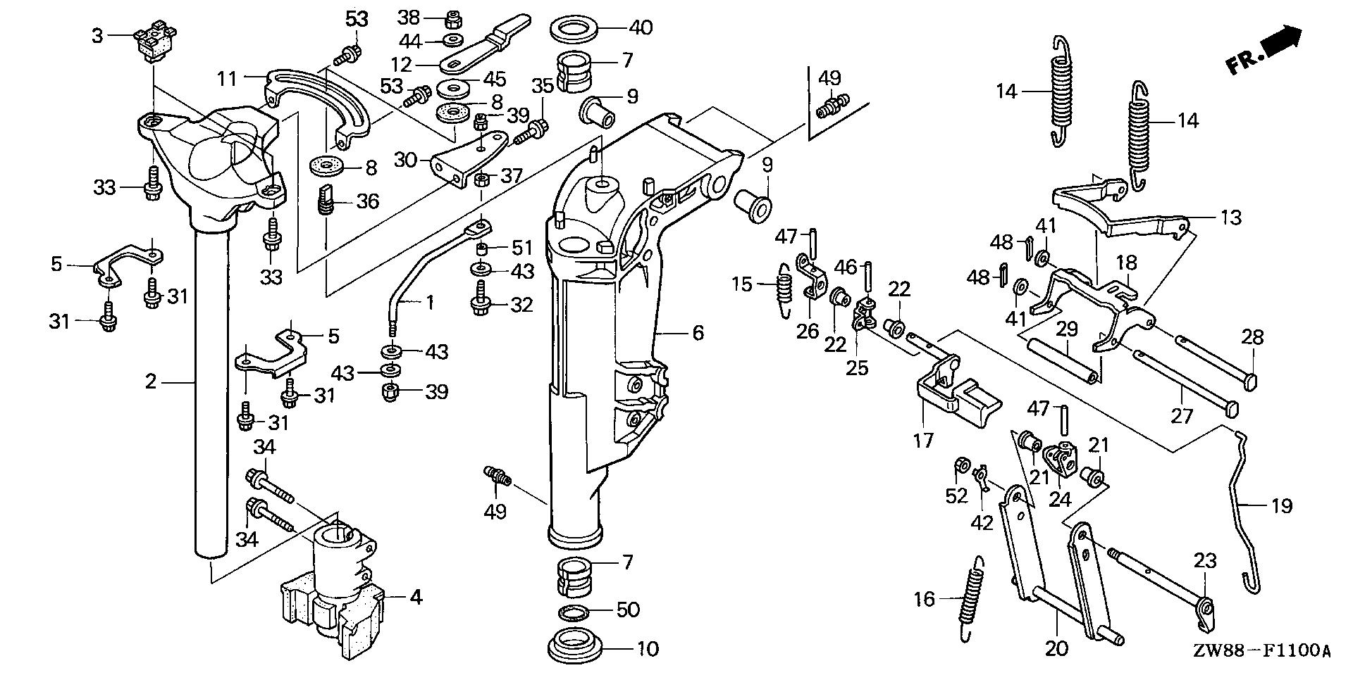 BFP8 BFP8D3 swivel case (1) exploded parts diagram with numbered part references