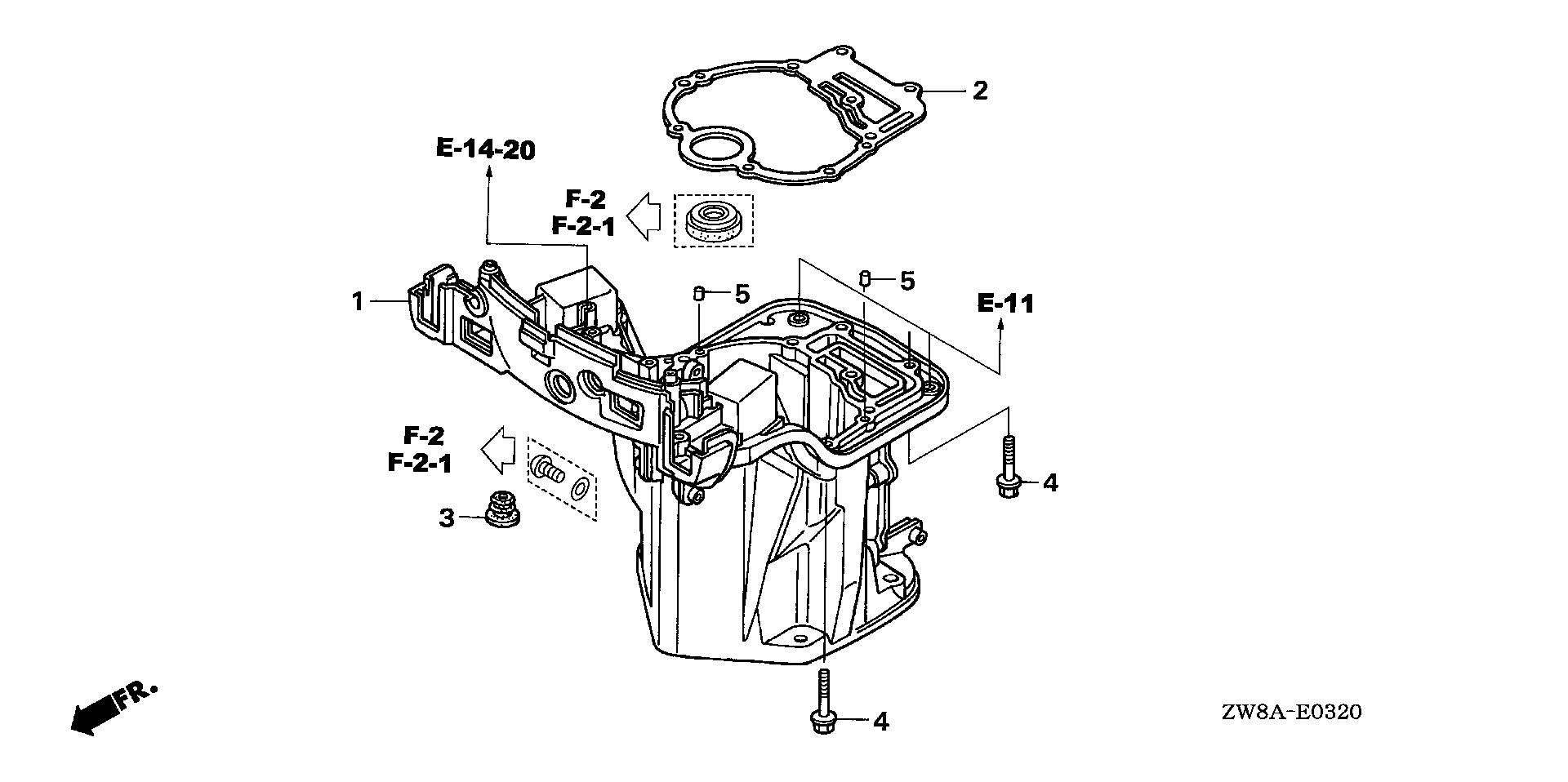 BF8 BF8D5 oil case exploded parts diagram with numbered part references