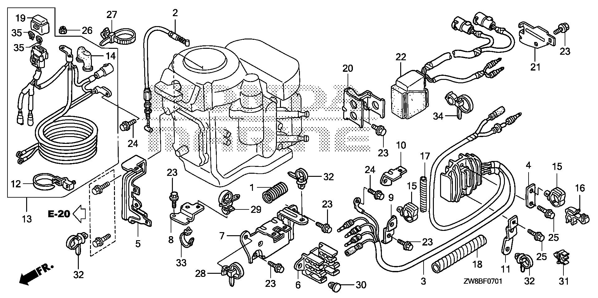 BFP8 BFP8DK0 regulator - starter cable  (2) exploded parts diagram with numbered part references