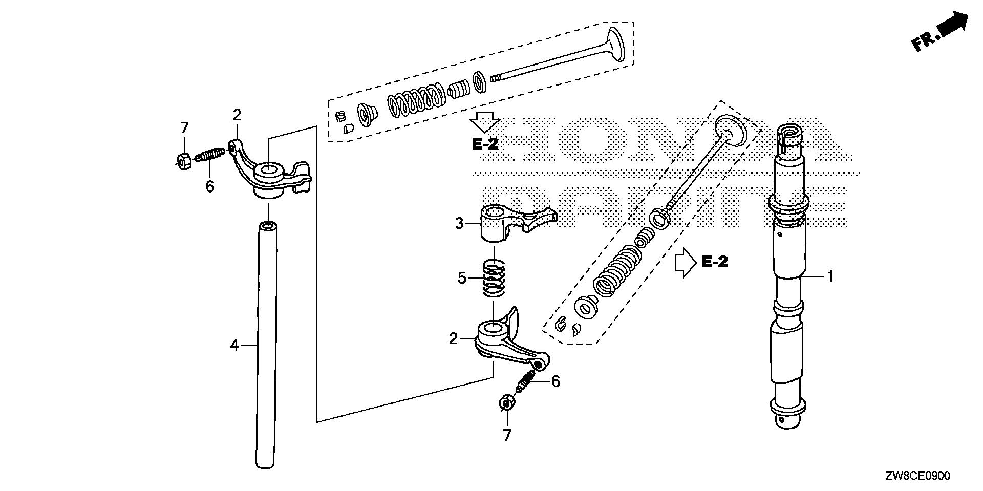 BF8 BF8DK3 camshaft exploded parts diagram with numbered part references