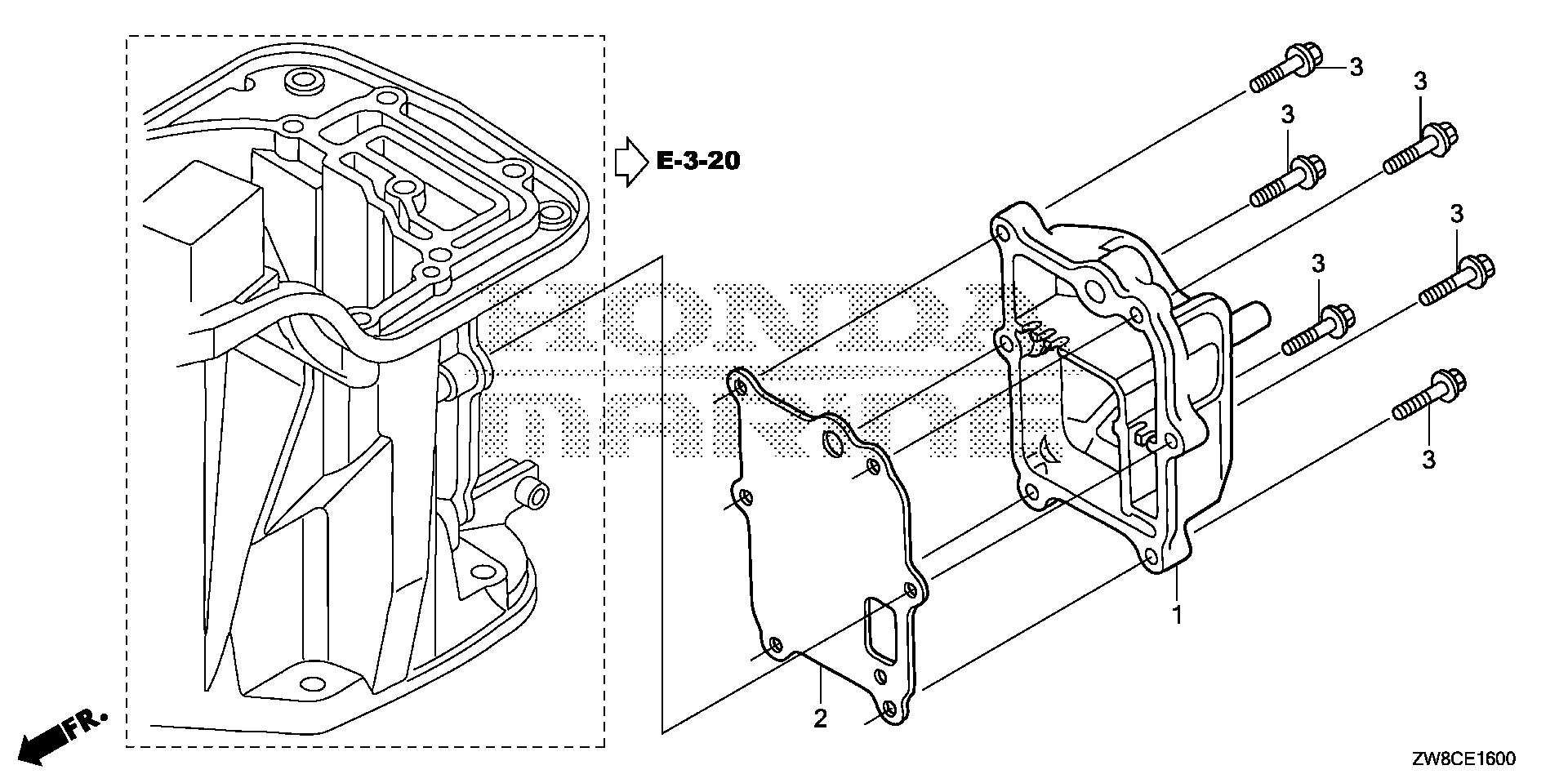 BF8 BF8DK3 exhaust chamber cover exploded parts diagram with numbered part references