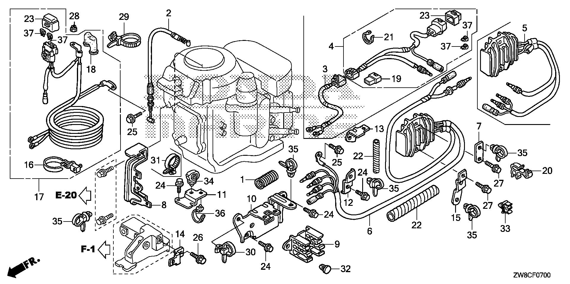 BF8 BF8DK3 regulator - starter cable  (1) exploded parts diagram with numbered part references