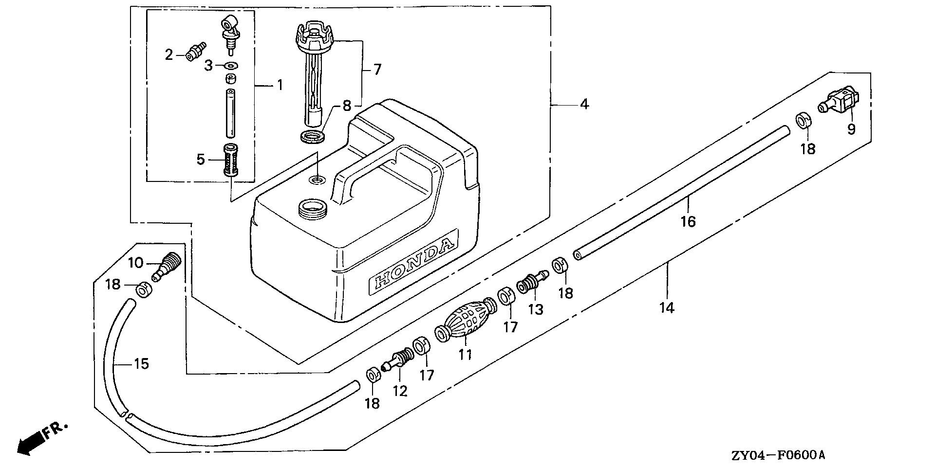 BF20 BF20D3 fuel tank exploded parts diagram with numbered part references