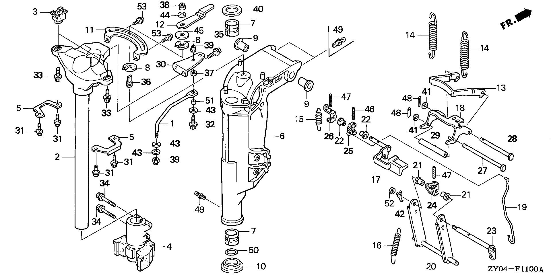 BF20 BF20D3 swivel case (1) exploded parts diagram with numbered part references