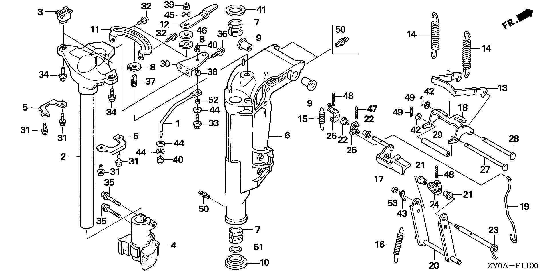BF20 BF20D5 swivel case (1) exploded parts diagram with numbered part references