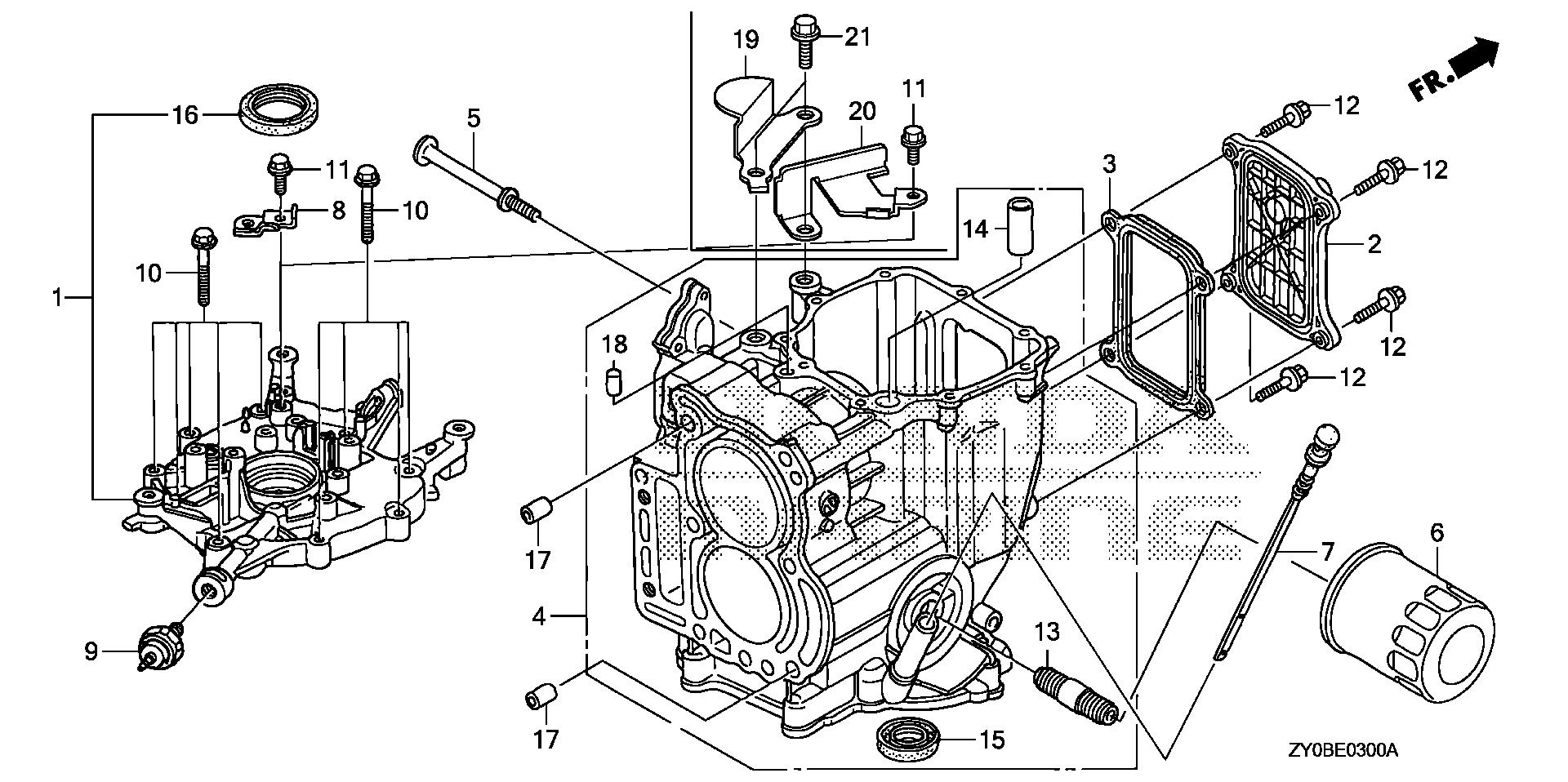 BF20 BF20DK2 cylinder block exploded parts diagram with numbered part references