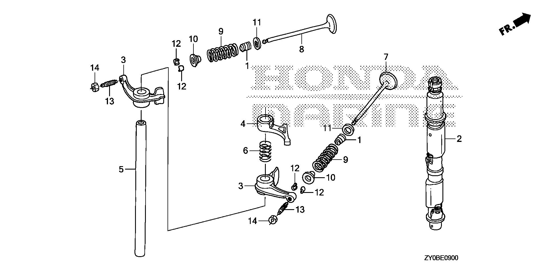 BF20 BF20DK2 camshaft - valve exploded parts diagram with numbered part references