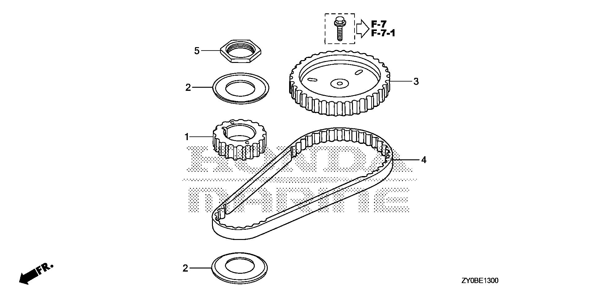 BF20 BF20DK2 timing belt exploded parts diagram with numbered part references