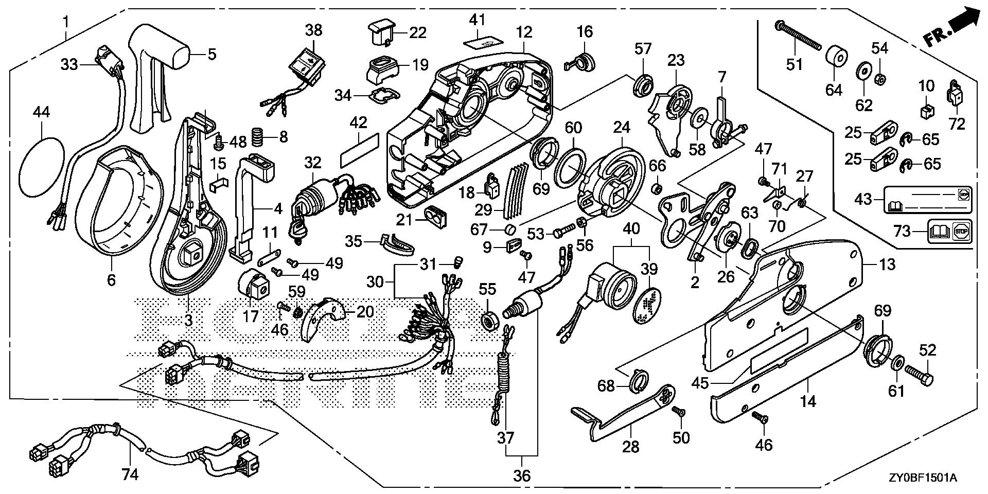 BF20 BF20DK2 remote control (nhk mec) (handle cap = chrome) exploded parts diagram with numbered part references