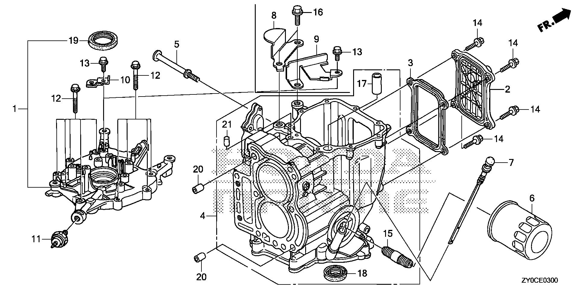 BF15 BF15DK3 cylinder block exploded parts diagram with numbered part references