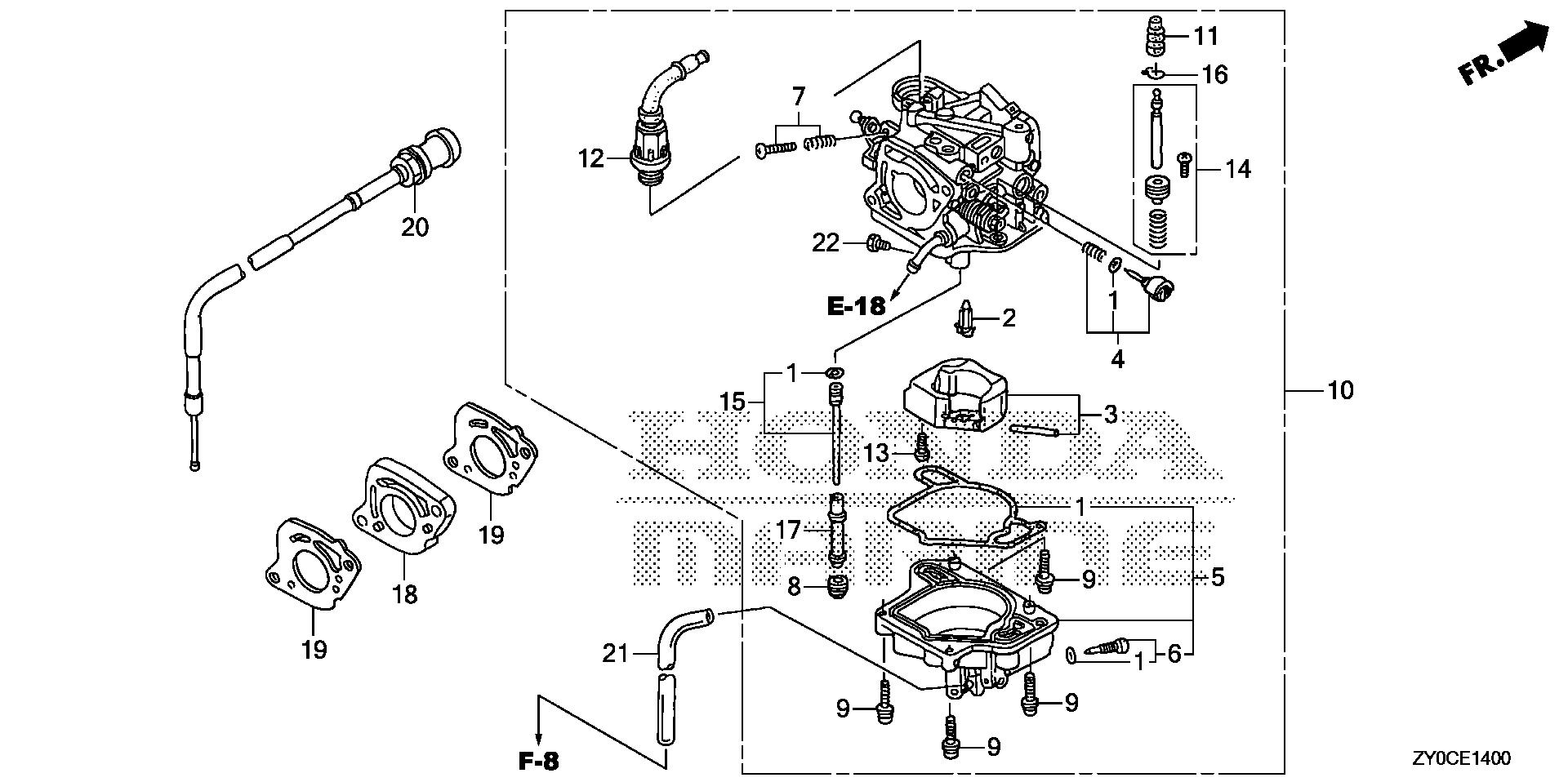 BF15 BF15DK3 carburetor (manual) exploded parts diagram with numbered part references